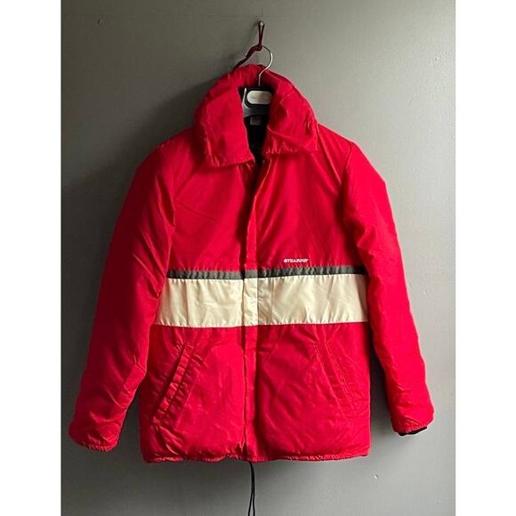 Vintage Stearns Flotation PFD III Red Full Zip Coat Jacket Adult Sz S USA Hood - Picture 1 of 11